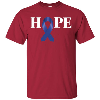 Hope Blue Ribbon Cancer Awareness Colon Cancer T-shirt Cardinal