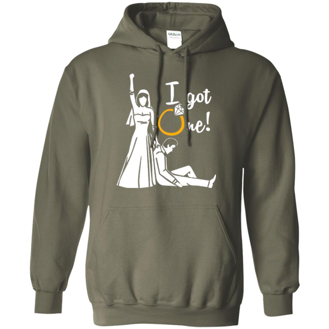 Just Married T-shirt I Got One - Funny Gift For Bride Military Green