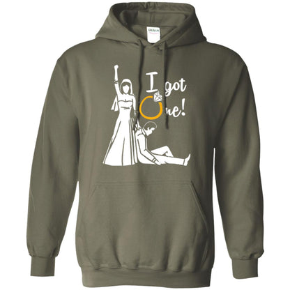 Just Married T-shirt I Got One - Funny Gift For Bride Military Green