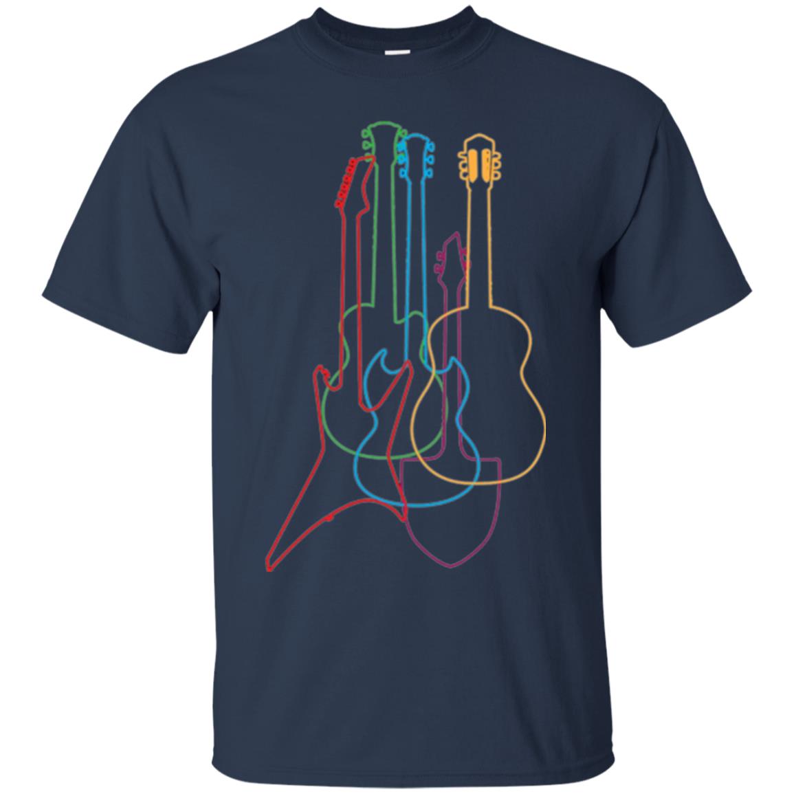 Colored Guitars Electric Acoustic Classical T-shirt Navy