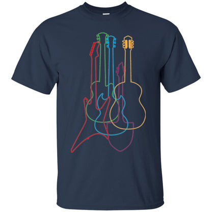 Colored Guitars Electric Acoustic Classical T-shirt Navy