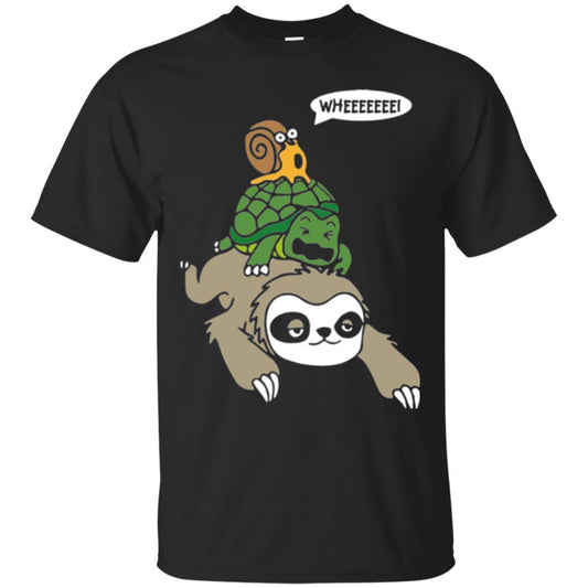 Running Wild T-shirt Sloth Turtle And Snail Piggyback Black