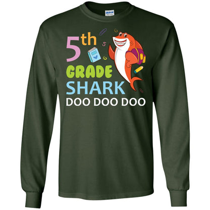 5th Grade Shark Doo Doo Doo Back To School T-shirt Forest Green