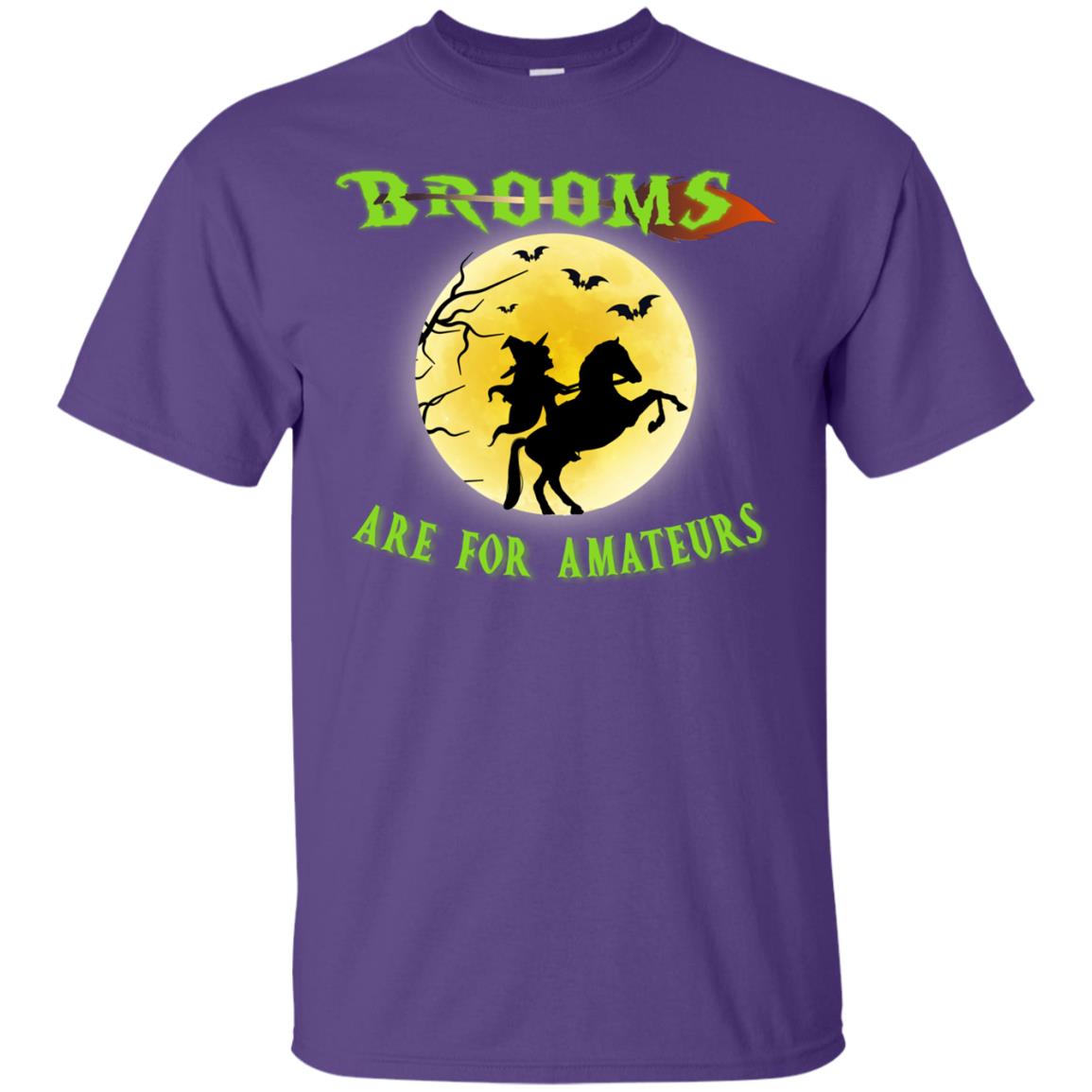 Brooms Are For Amateurs Witches Ride A Horse Funny Halloween Shirt Purple