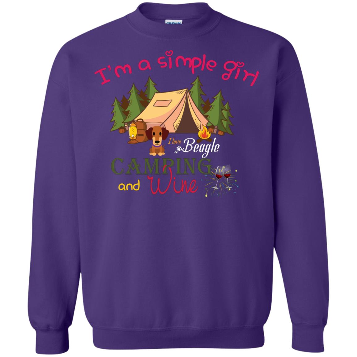 I’m A Simple Girl I Love Beagle Camping And Wine Shirt Purple