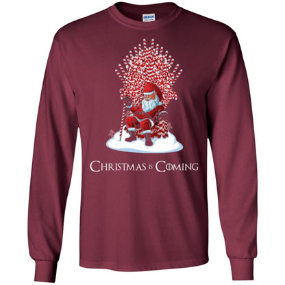 Funny Christmas T-shirt Santa Candy Cane Throne Maroon
