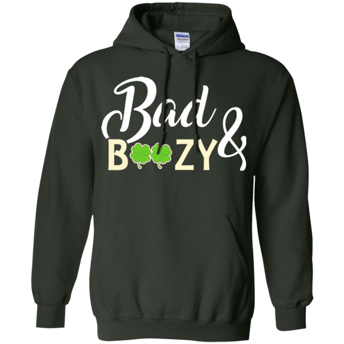 Saint Patrick's Day T-shirt Bad And Boozy Shamrock Forest Green