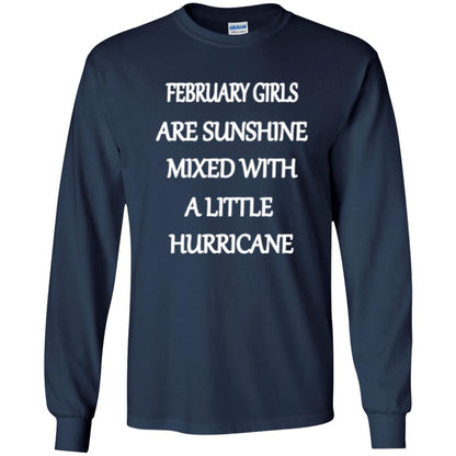 February Girls Are Sunshine Mixed With A Little Hurricane T-shirt Navy