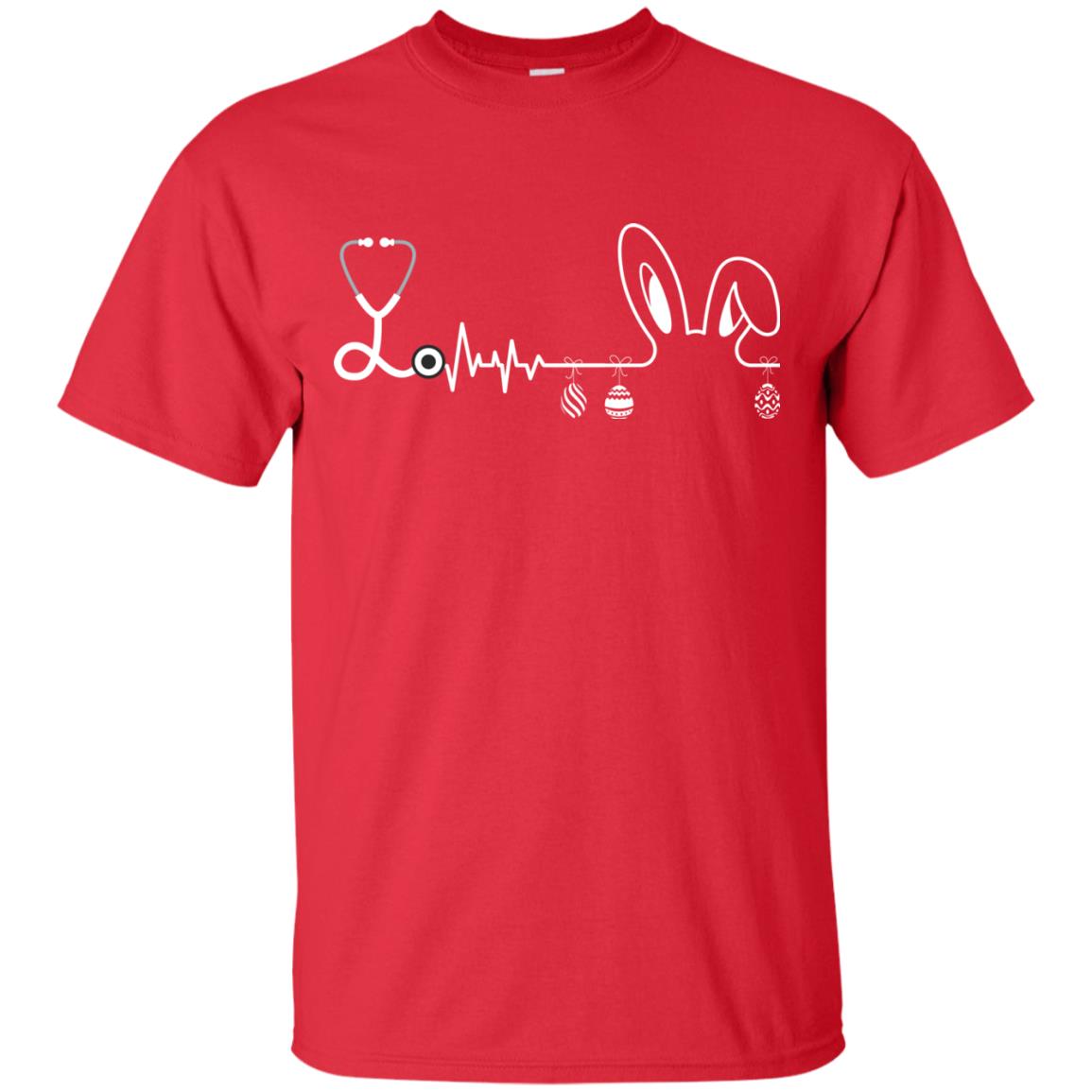 Easter Bunny Nurse Heartbeat T-shirt For Nursing Lover Red