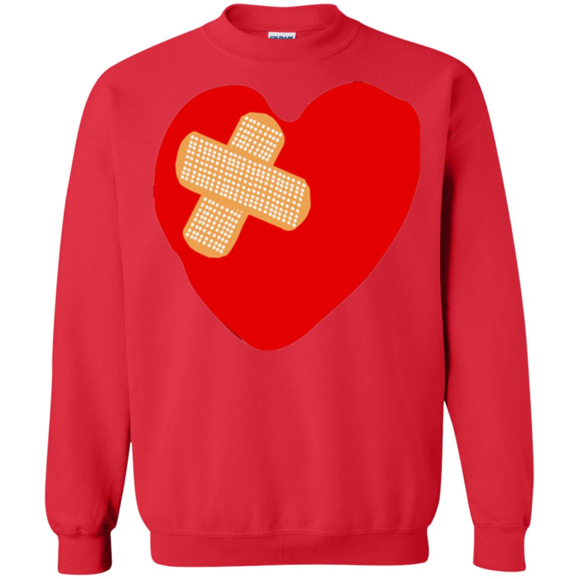 Funny Patched Up Heart Graphic T-shirt Red
