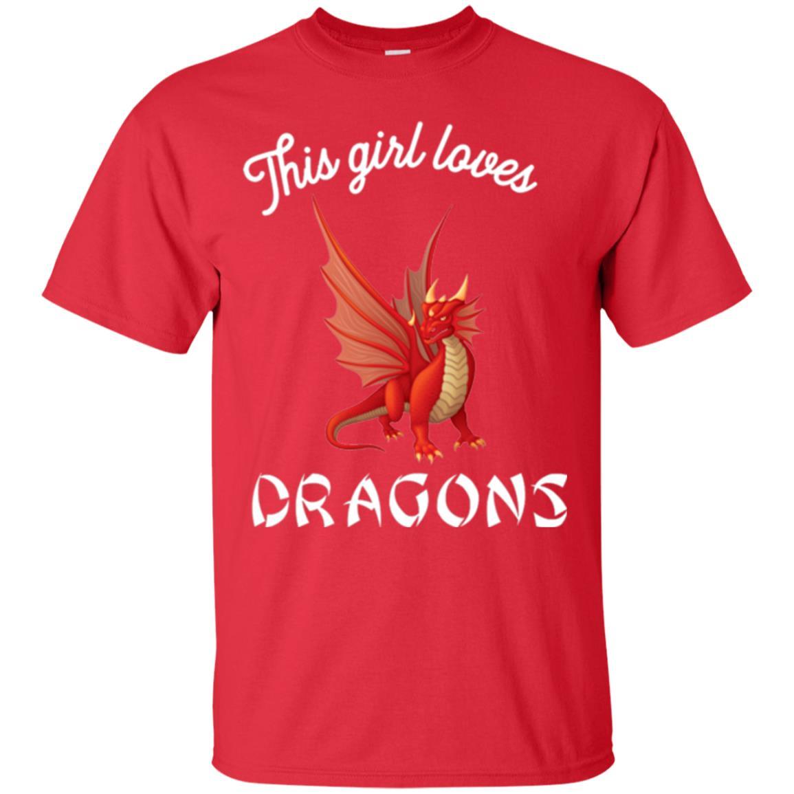 Dragon Lover T-shirt This Girl Loves Dragonst-shirt Red