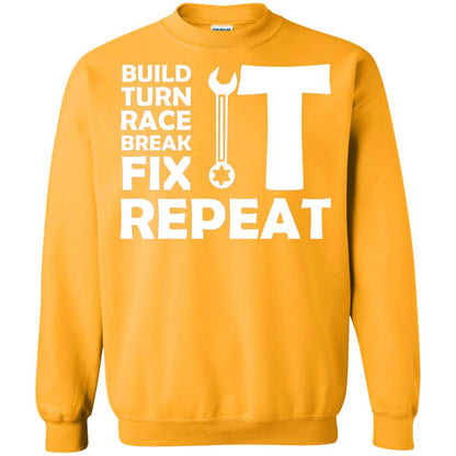 Build Turn Race Break Fix Repeat Racing Shirt Gold
