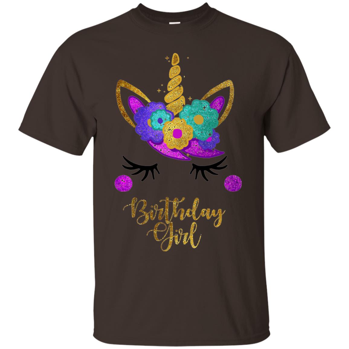 Unicorn Birthday Girl T-shirt Dark Chocolate