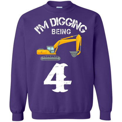 4th Birthday T-shirt I_m Digging Being 4 Birthday Purple