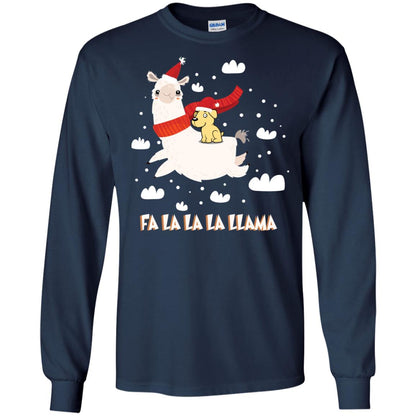 Fa La La La Llama With Labrador X-mas Gift Shirt Navy