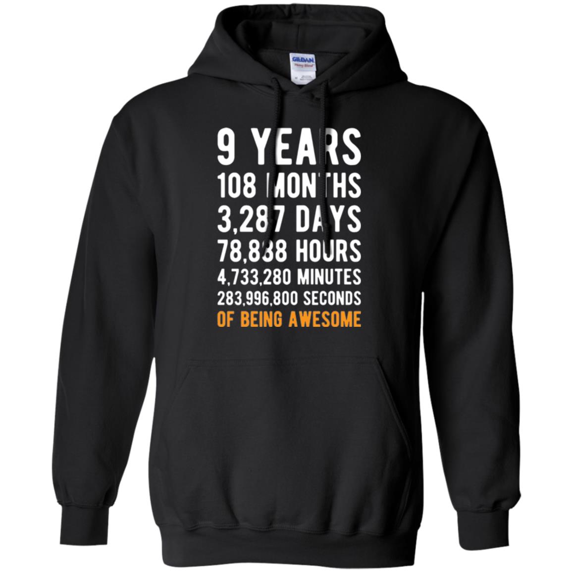 9th Birthday T-shirt 9 Years Old Being Awesome Black