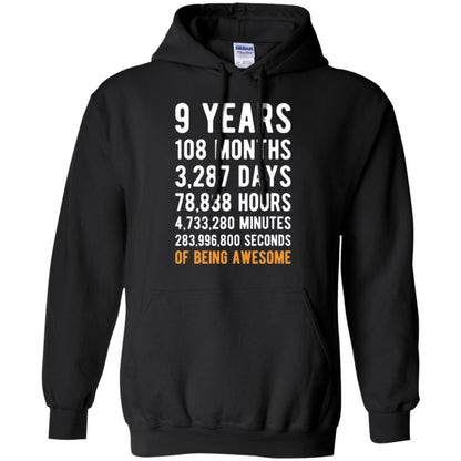 9th Birthday T-shirt 9 Years Old Being Awesome Black