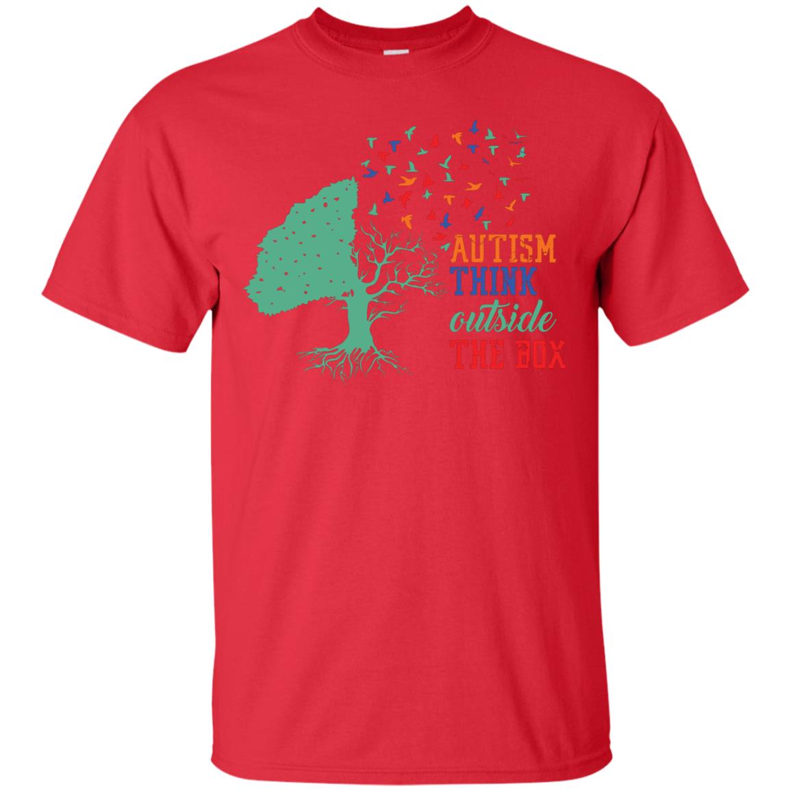 Autism Think Outside The Box Autism Awearness T-shirt Red