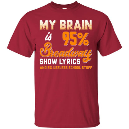 Musical Theatre T-shirt My Brain 95% Broadway Show Lyrics Cardinal