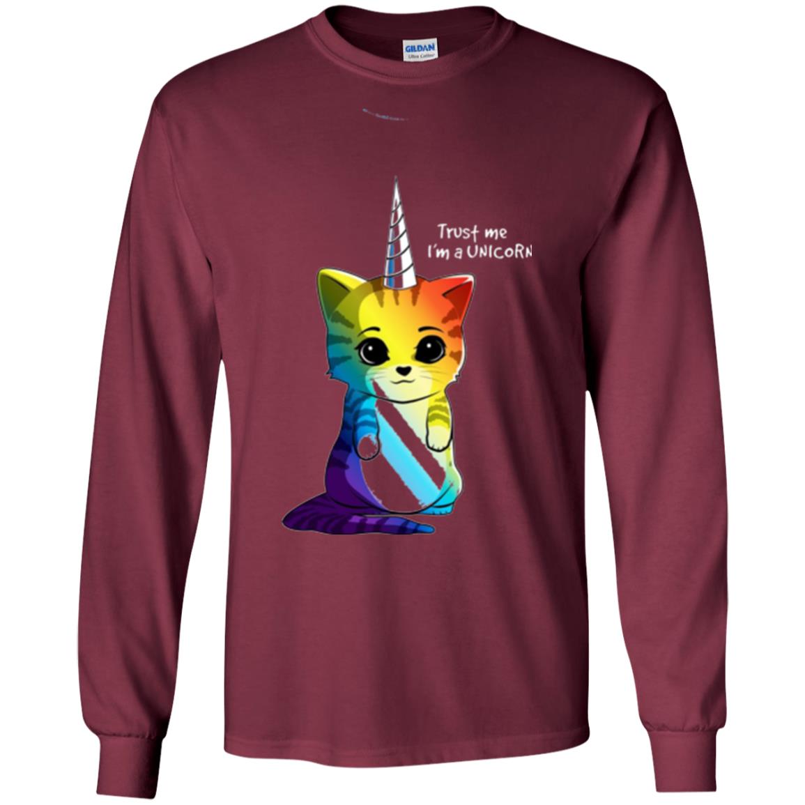 Cat Lovers T-shirt Caticorn Rainbow Trust Me I_m A Unicorn Maroon