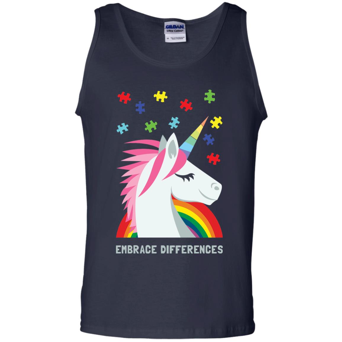 Autism Awareness Shirt Unicorn Puzzle Embrace Differences Navy
