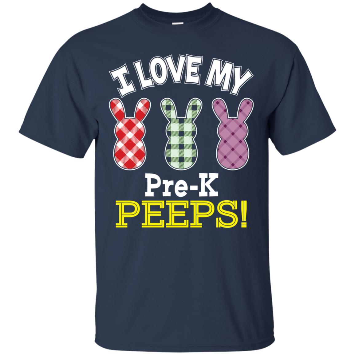 Teacher Easter Day T-shirt I Love My Pre-k Peeps Cute Bunny Navy