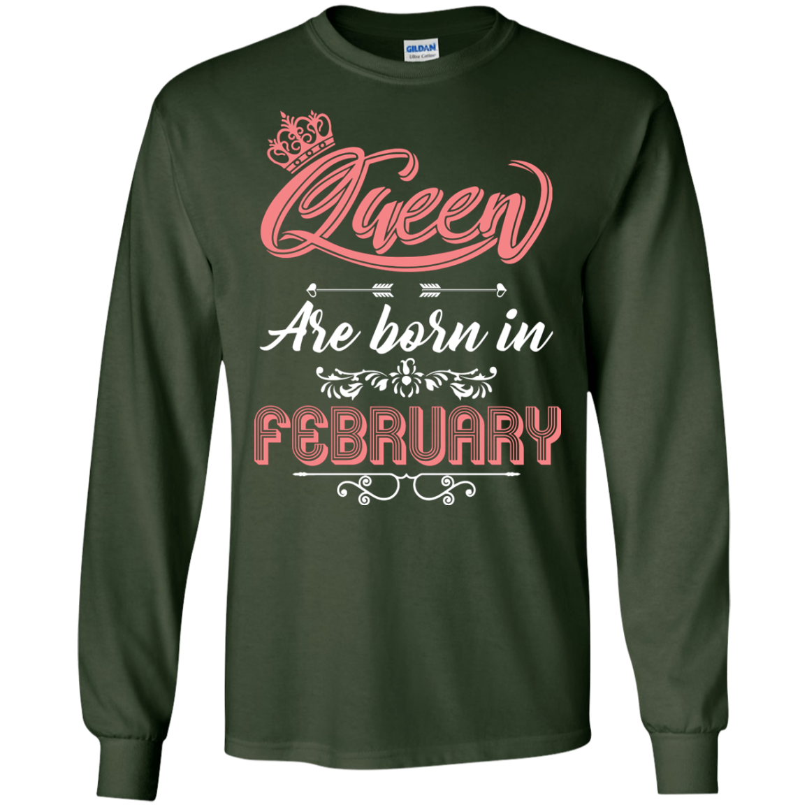 Brithday T-Shirt Queen Are Born In February Forest Green