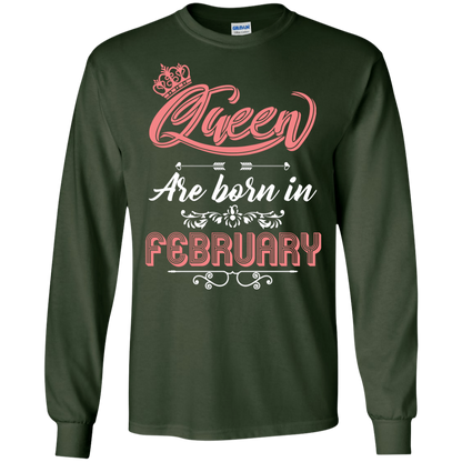 Brithday T-Shirt Queen Are Born In February Forest Green