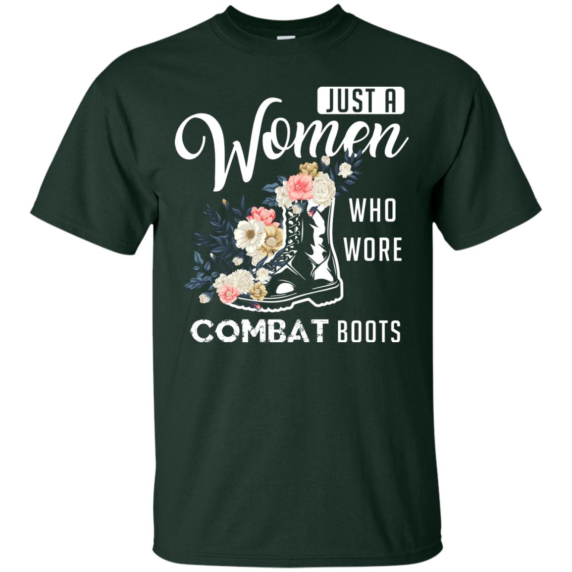 Just A Women Who Wore Combat Boots Female Veteran T-shirt Forest
