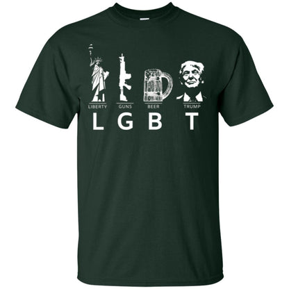 Lgbt T-shirt Liberty Guns Beer Trump Forest Green