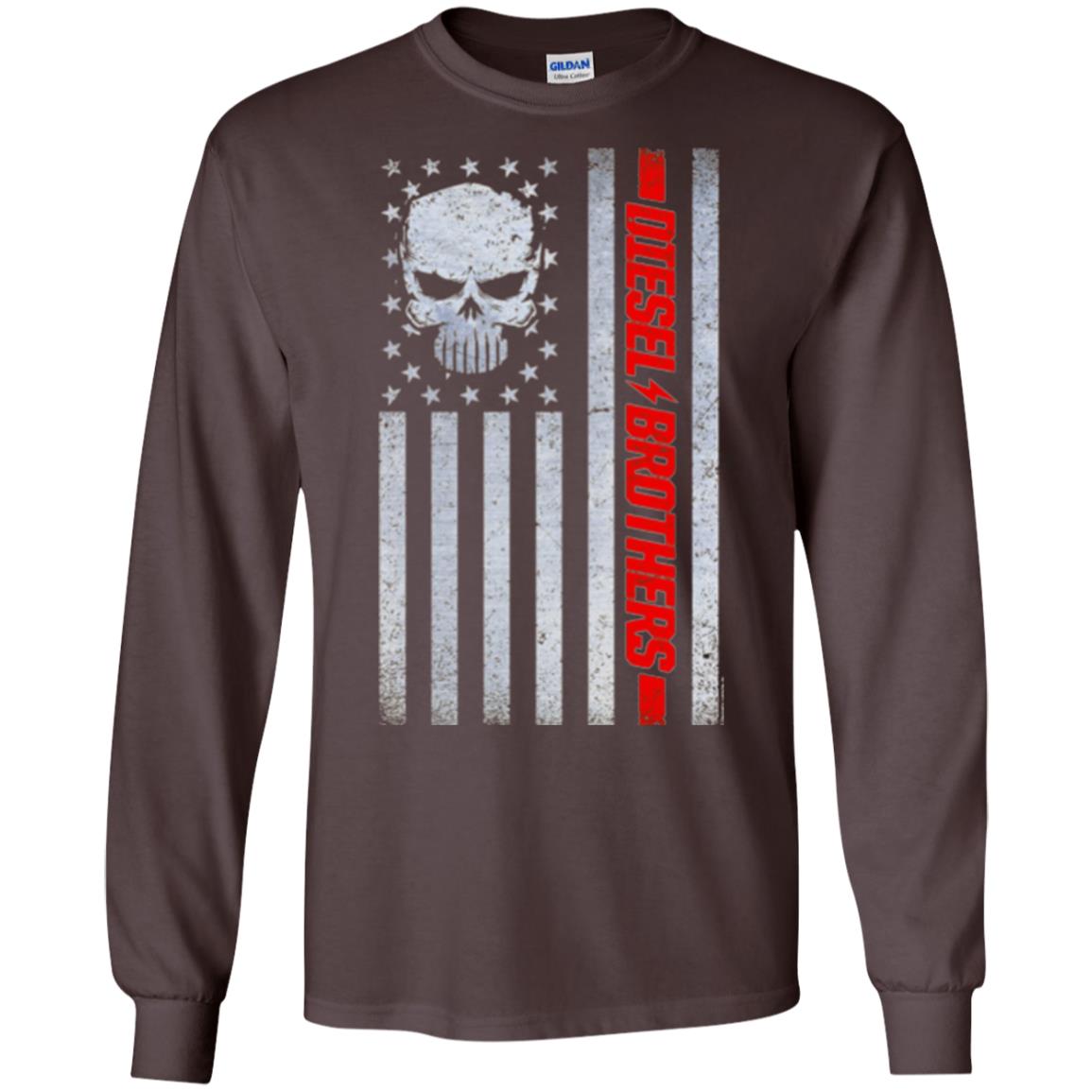 Grungy American Flag Skull T-shirt Diesel Brothers Dark Chocolate