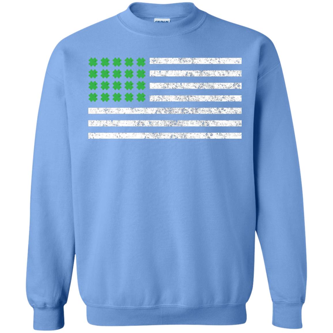 Usa Flag With Irish Shamrock St Patricks Day T-shirt Carolina Blue
