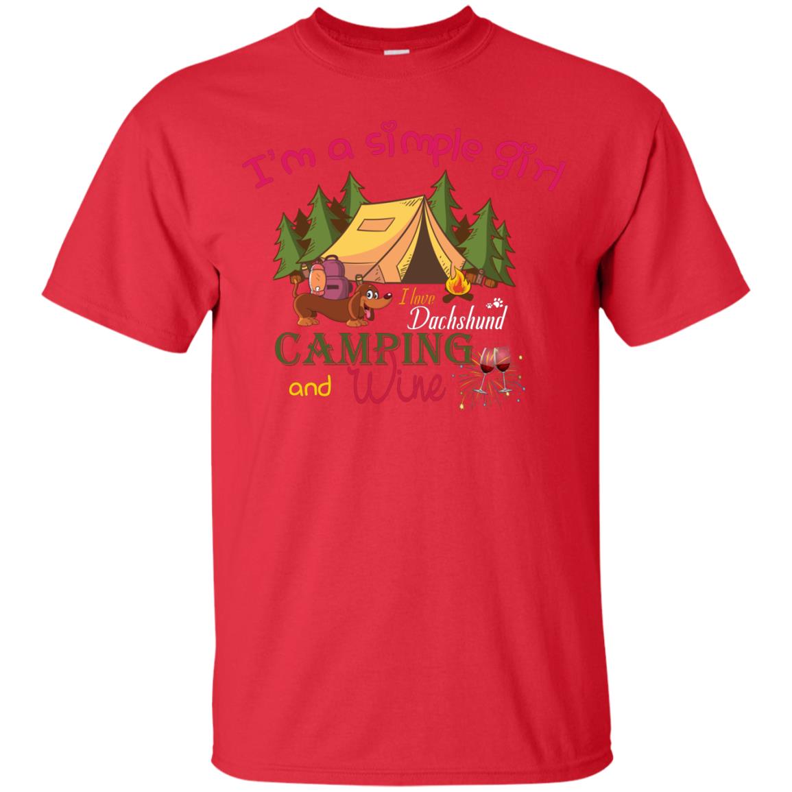 I’m A Simple Girl I Love Dachshund Camping And Wine Shirt Red