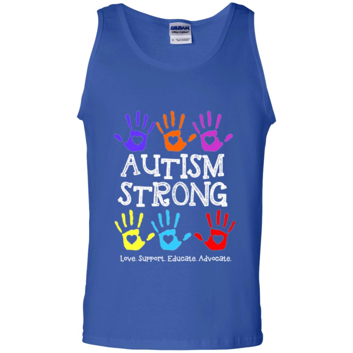 Autism Awareness T-shirt Autism Strong Love Support Educate Advocate Royal