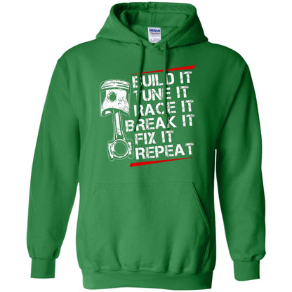 Build It Tune It Race It Break It Fix It Repeat Racecar Steps T-shirt Irish Green