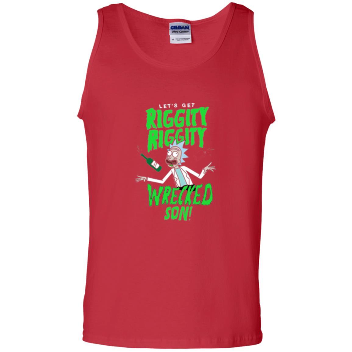 Rick Morty T-shirt Riggity Riggity Wrecked Spiral Red