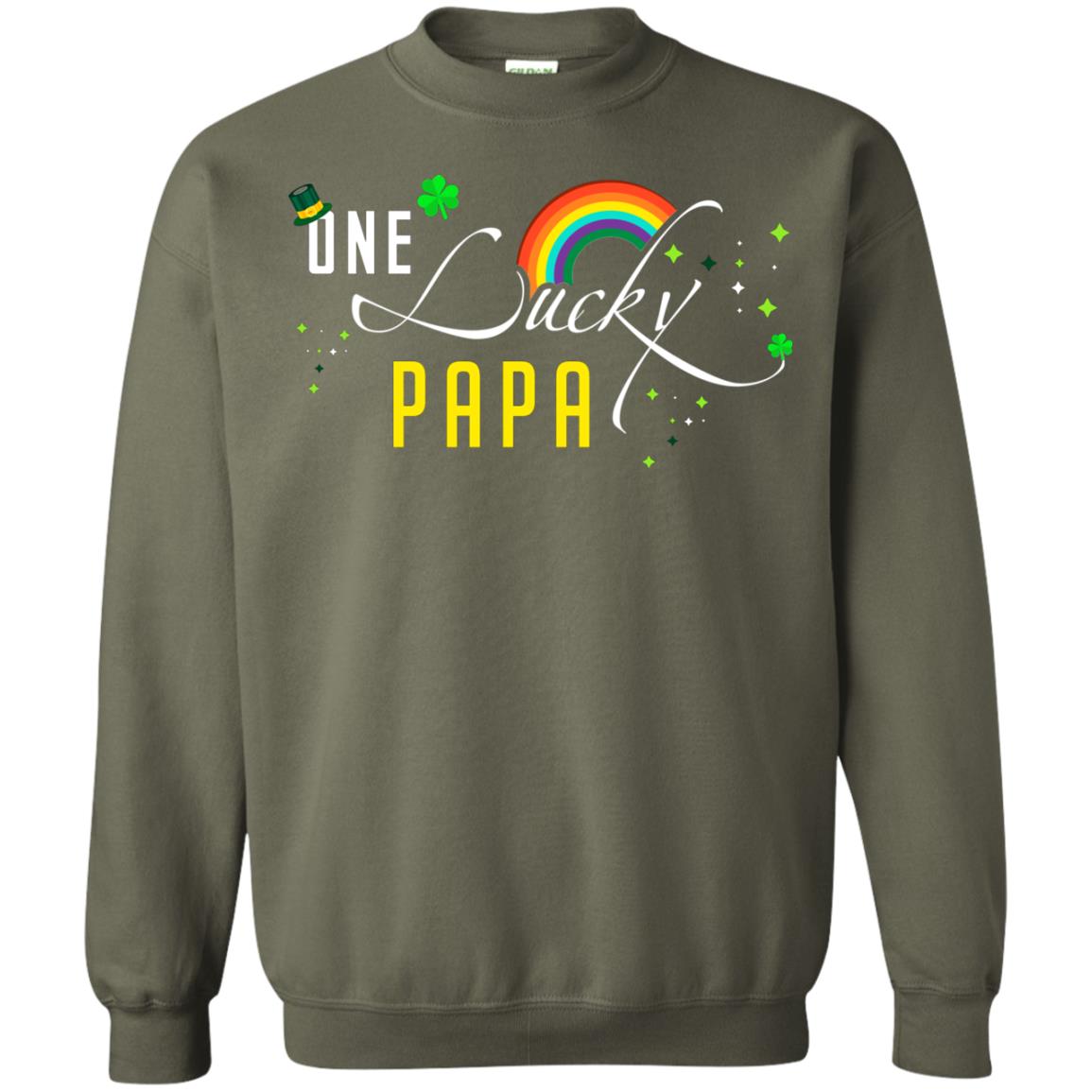 One Lucky Papa St. Patrick_s Day T-shirt Military Green