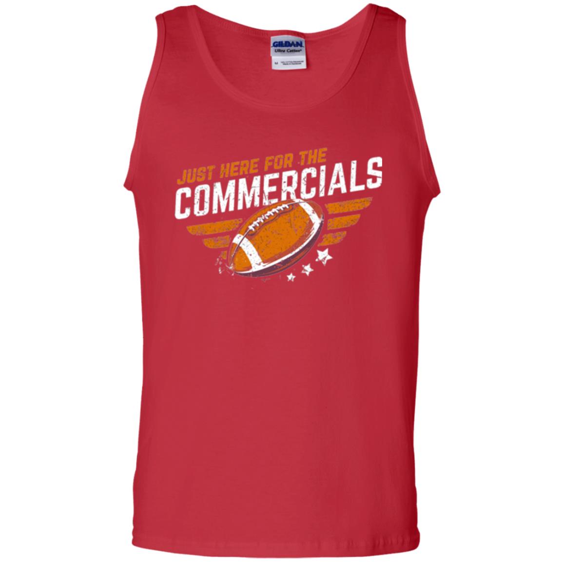 Football Lover T-shirt Just Here For The Commercials Red