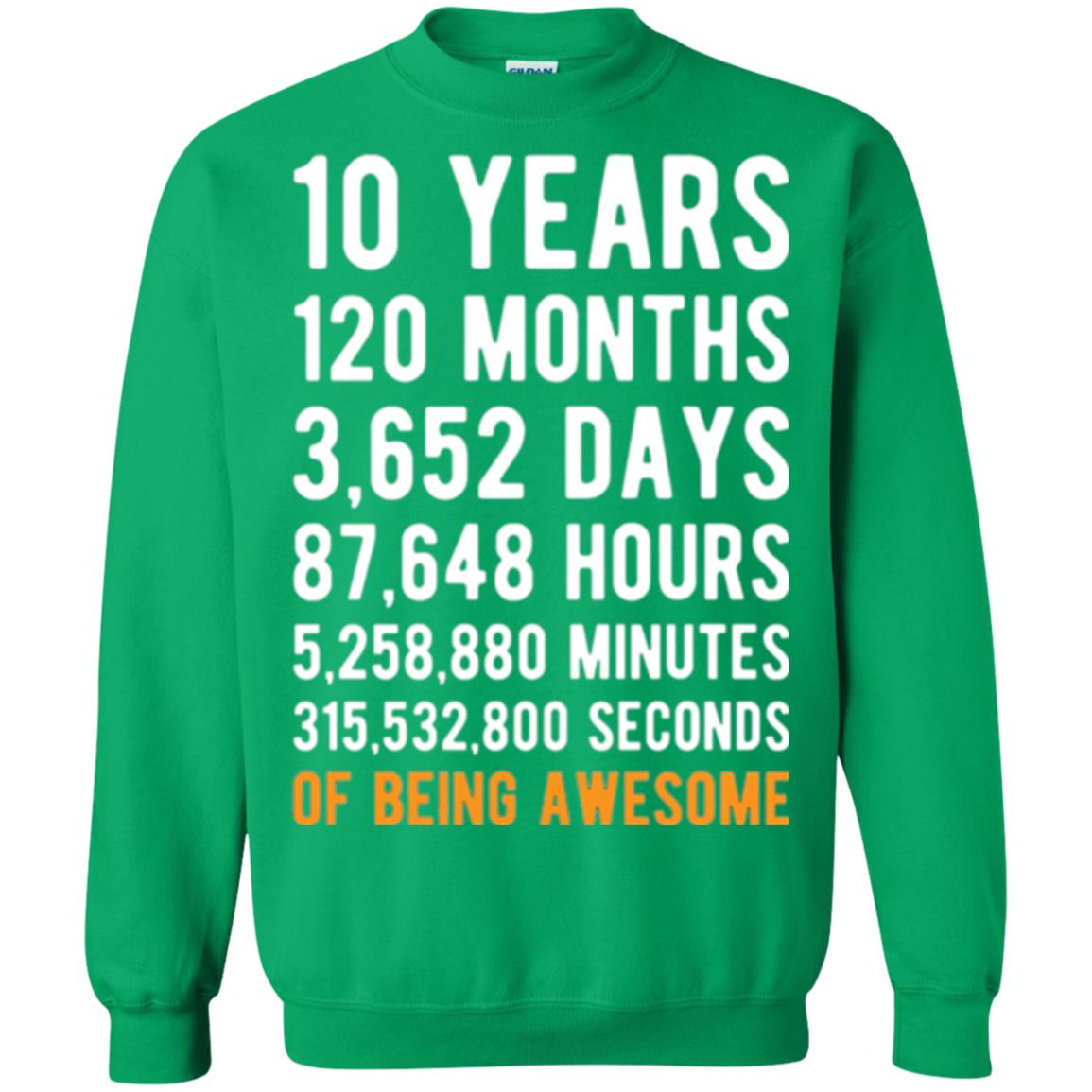 Birthday T-shirt 10 Years Old Of Being Awesome Irish Green