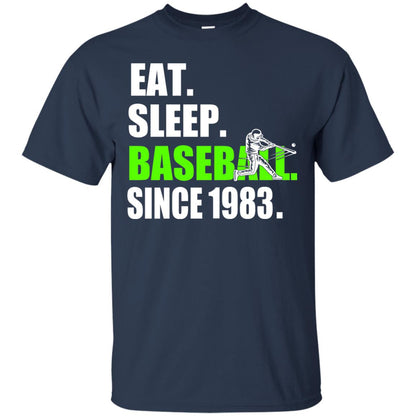 Eat Sleep Baseball Since 1983 35th Birthday Shirt Navy