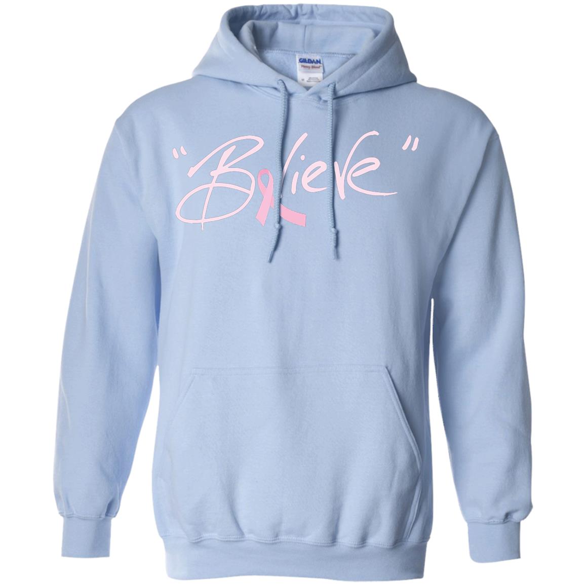 Breast Cancer Awareness Shirt Pink Ribbon Believe Light Blue