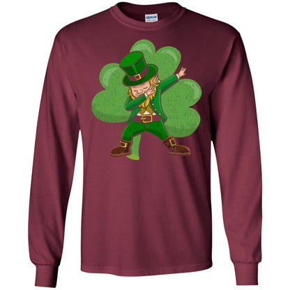 Funny Dabbing Leprechaun Shirt St Patricks Day T-shirt Maroon