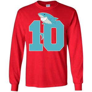 10th Birthday Shark Party ShirtG240 Gildan LS Ultra Cotton T-Shirt