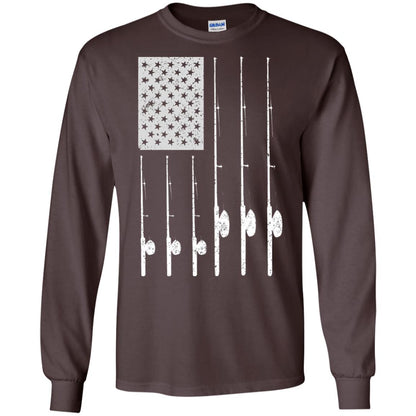 Patriotic Fishing T-shirt American Usa Flag Great Dark Chocolate