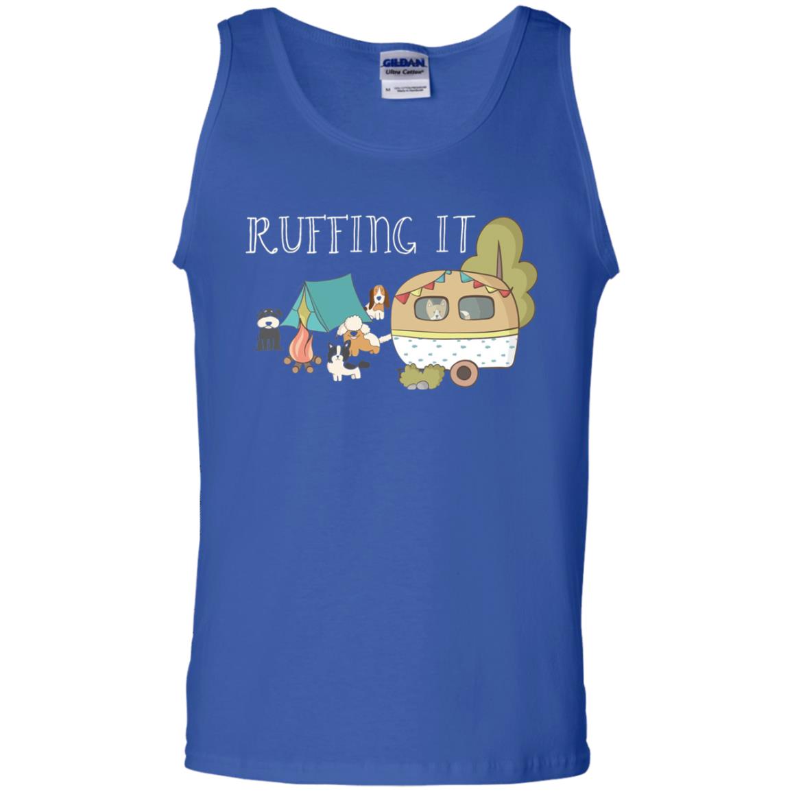 Ruffing It Camping With Dogs Camper T-shirt Royal