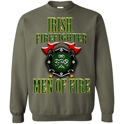 Irsh Firefighter Men Of Fire Irish Fireman Gift Shirt Military Green