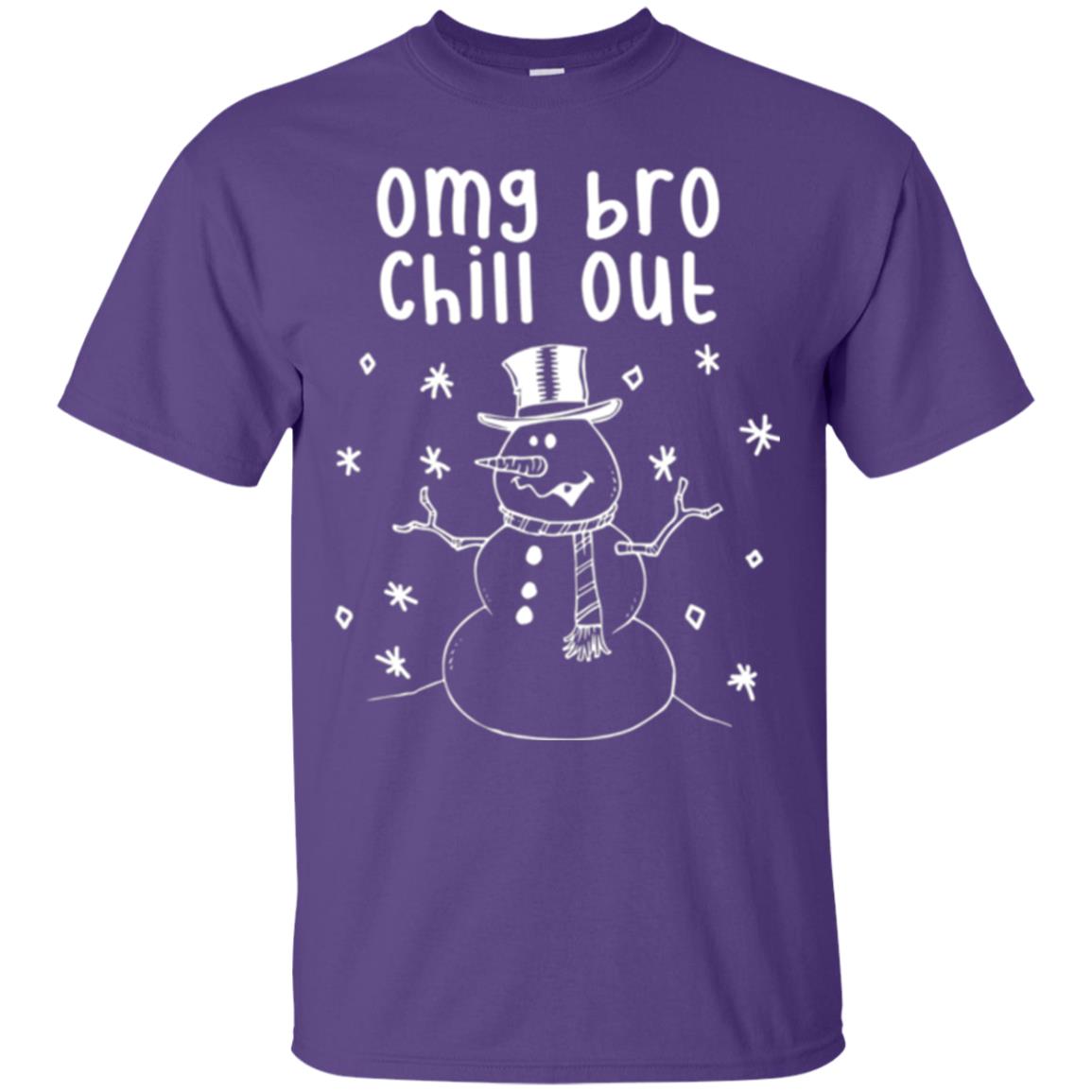 Snowman T-shirt Omg Bro Chill Out Purple