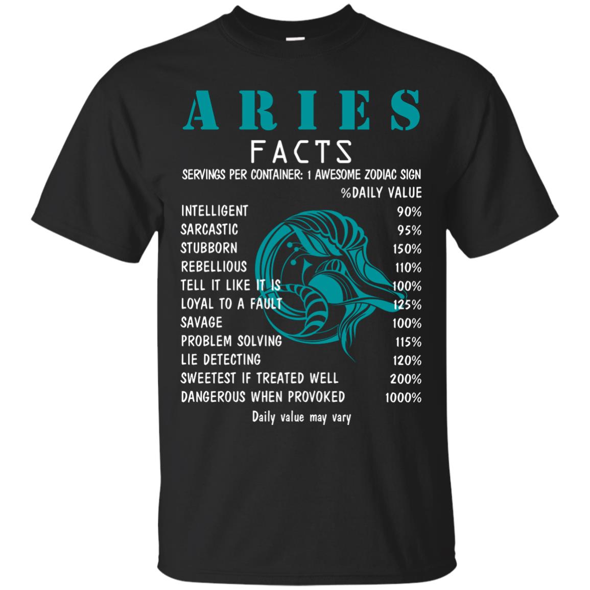 Aries Facts 1 Awesome Zodiac Sign Gift Shirt For Aries Horoscope Black