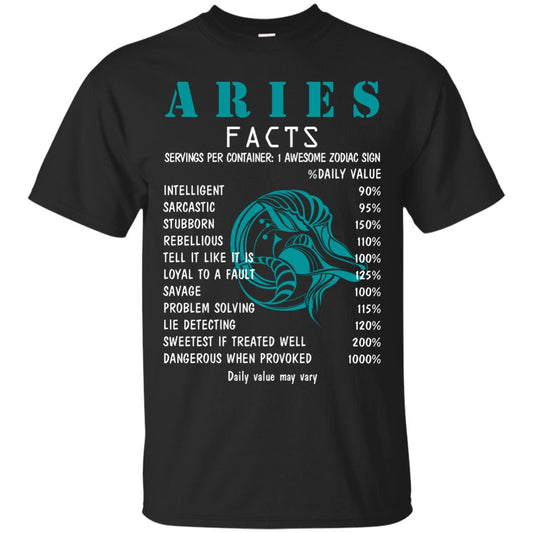 Aries Facts 1 Awesome Zodiac Sign Gift Shirt For Aries Horoscope Black