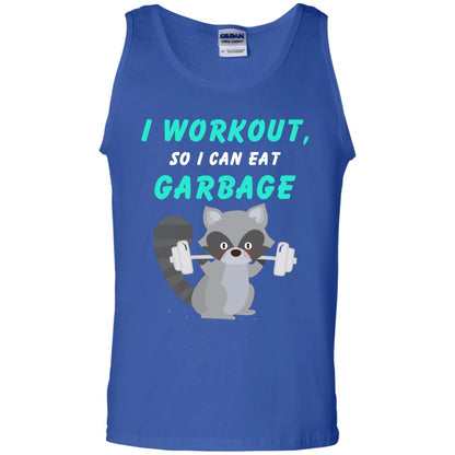 I Workout So I Can Eat Garbage Funny Gym Raccoon Shirt Royal